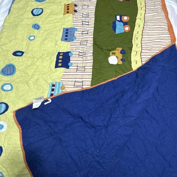 Vintage Company Kids Twin Size Quilt Trains Planes Dump Trucks Sail Boats Unique - Picture 4 of 10